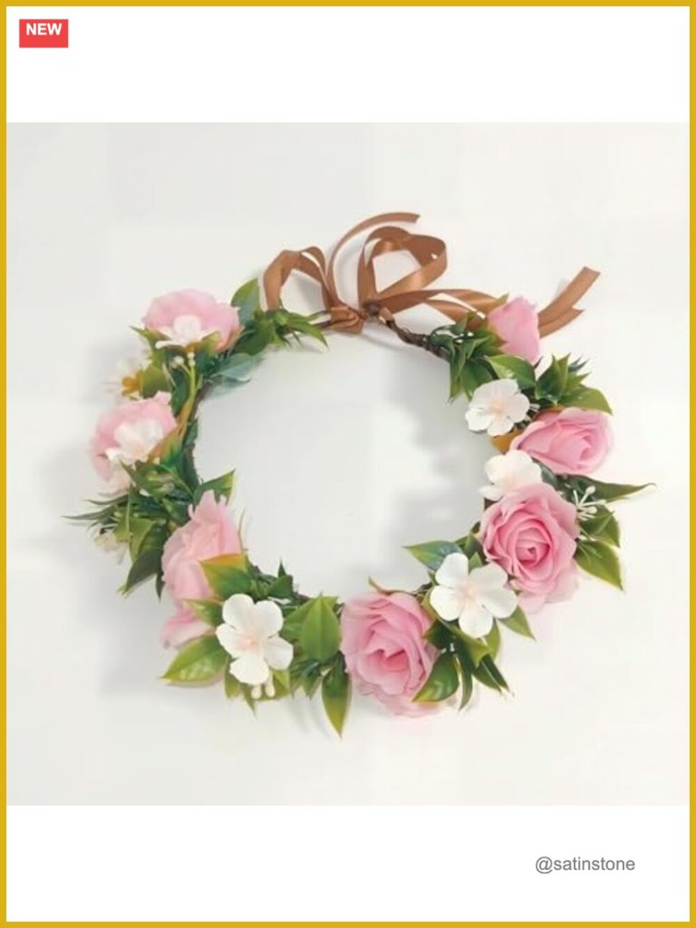 2Pack Flower Crown Headband Satin Roses Renaissance Fairy Costume Hair Accessory